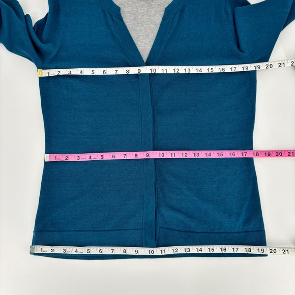 Cabi Ever Cardigan # 3368, Teal V-Neck Cardigan, Medium - Picture 14 of 16